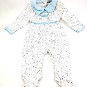 Stephan Baby Boys Size Newborn Little Prince Snap Buttons Footed Feet Hand Cover